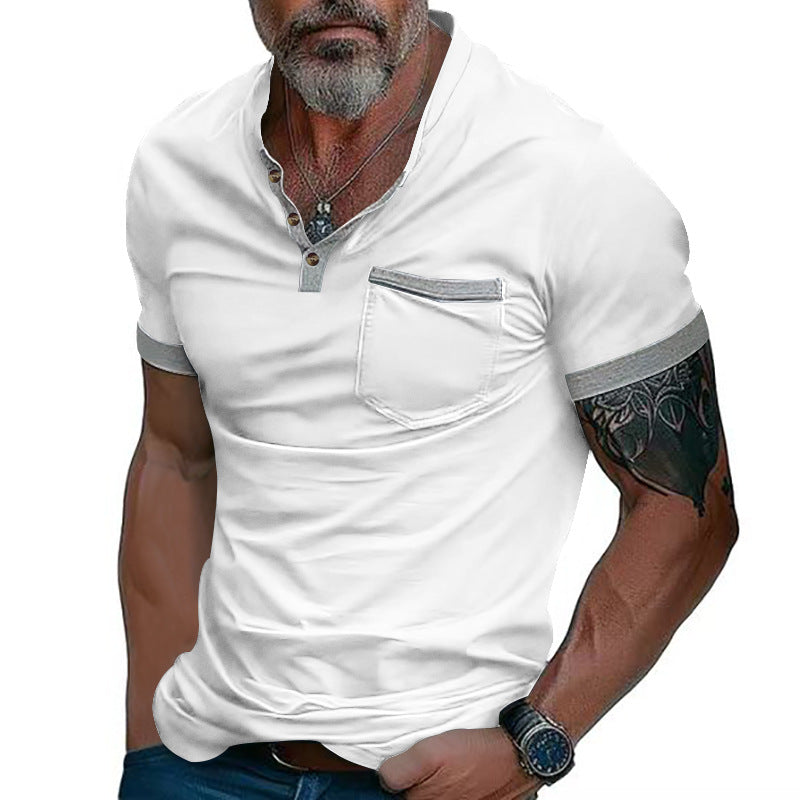 Herren Poloshirt mit modischem Kragen und Brusttasche EB