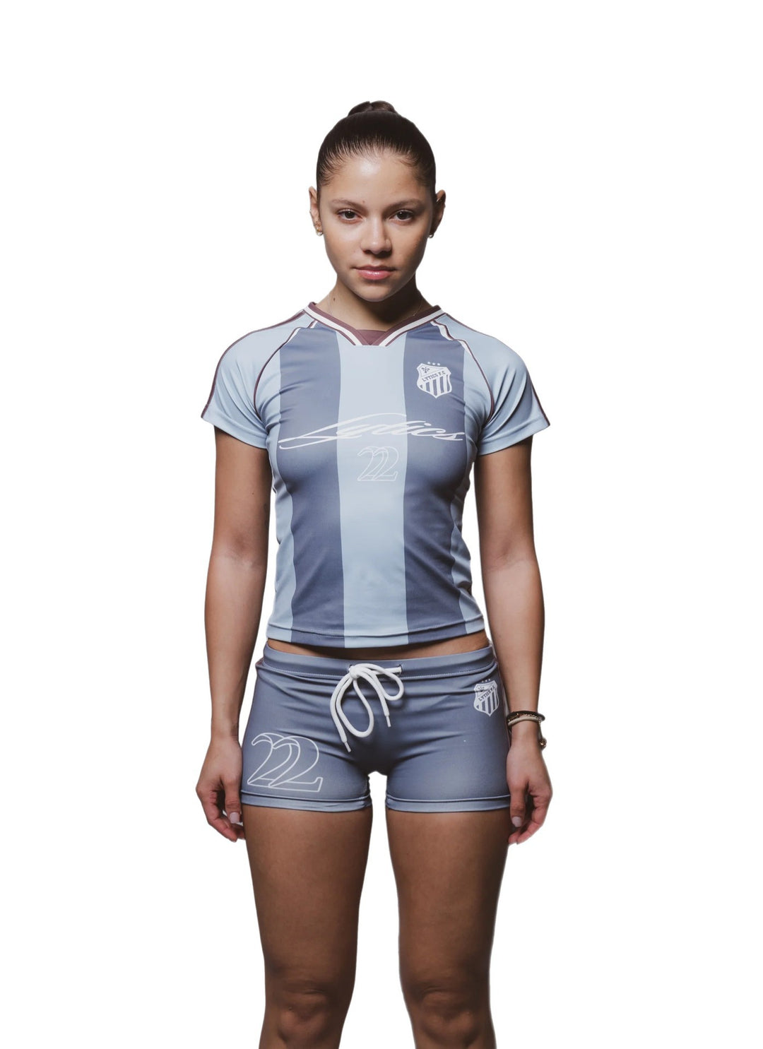Damen Sport-Set mit figurbetonter Shorts und kurzärmeliger Oberteil EB