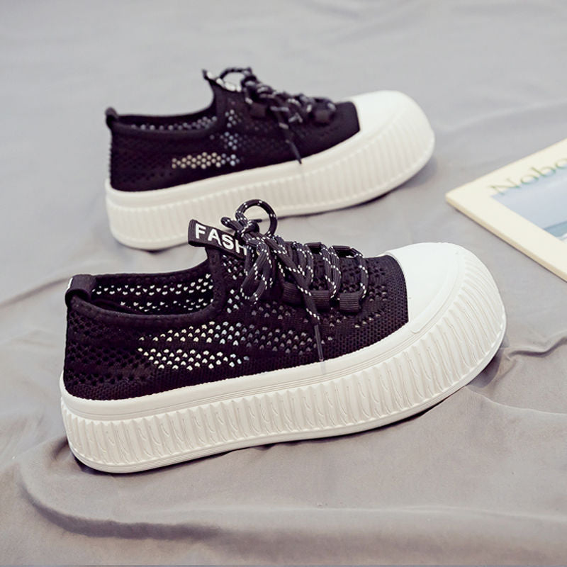 Damen modische und luftige Sneakers mit dicker Sohle EB