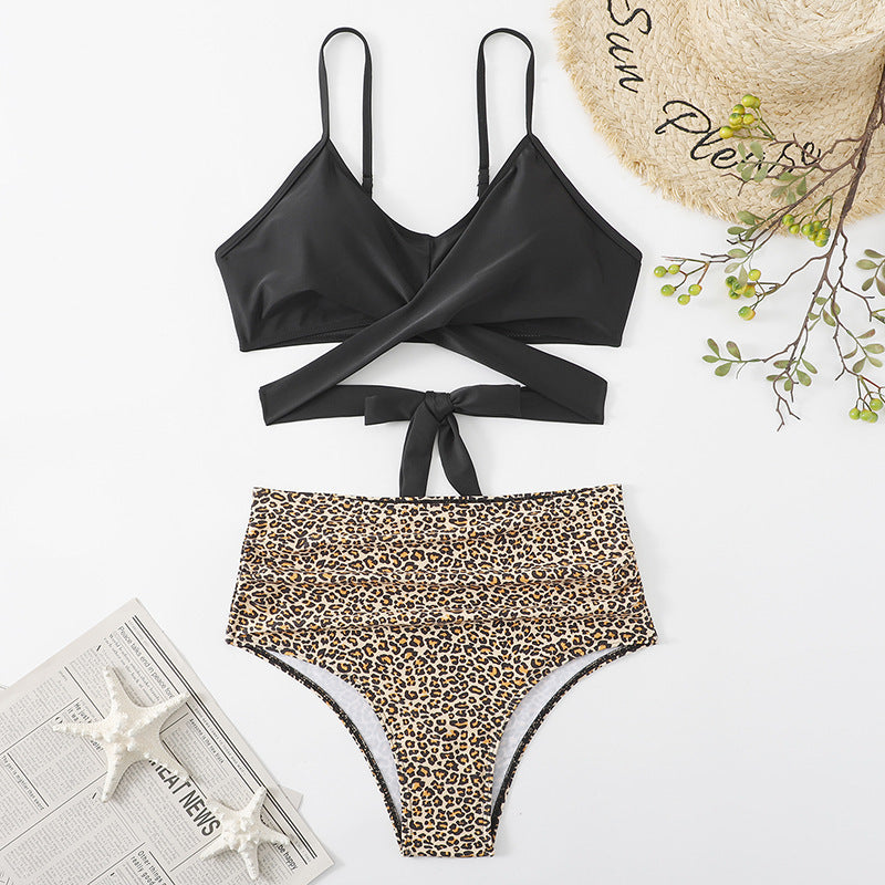 Damen Crop-Top Bikini-Set mit geflochtenem Design EB