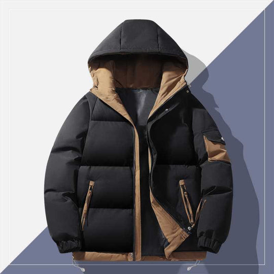 Herren urbaner Steppanorak mit Kapuze, kontrastiertem Futter und Multitaschen EB