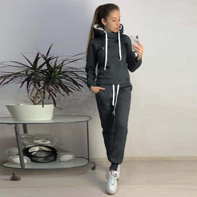 Damen Sportliches Hoodie-Set mit bequemer Passform und elastischen Hosen EB