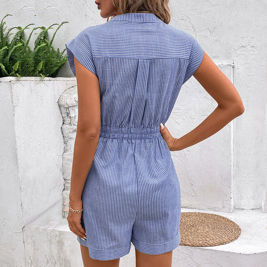 Damen Kurzoverall mit modischen Streifen EB