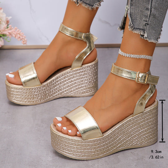 Damen Glamouröse Wedge-Sandalen mit verstellbarem Riemen EB