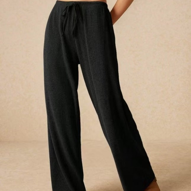 Damen weite Freizeithose mit elastischem Bund und Kordelzug EB