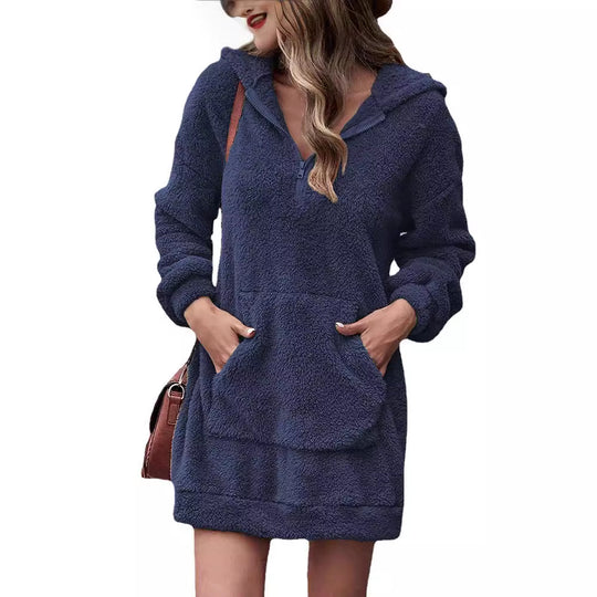 Damen Kapuzenkleid aus Kuschelfleece EB