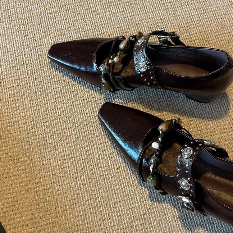 Damen stilvolle Ballerinas mit dekorativer Schnallenverzierung EB