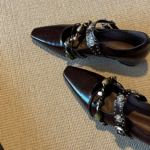 Damen stilvolle Ballerinas mit dekorativer Schnallenverzierung EB