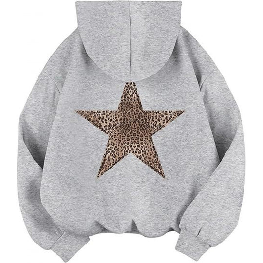 Damen Kapuzensweater mit stylish Leopardstern-Design und entspannter Passform EB