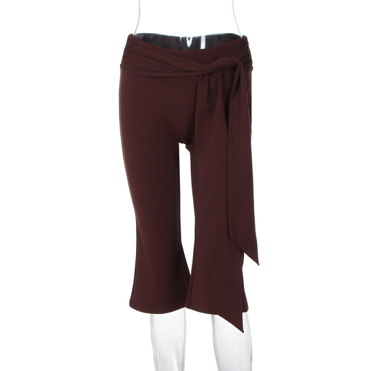 Damen Sportliche Capri-Hose mit elegantem Wickelband EB