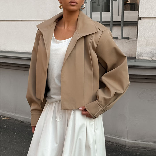 Damen cropped Jacke mit überschnittenen Schultern EB