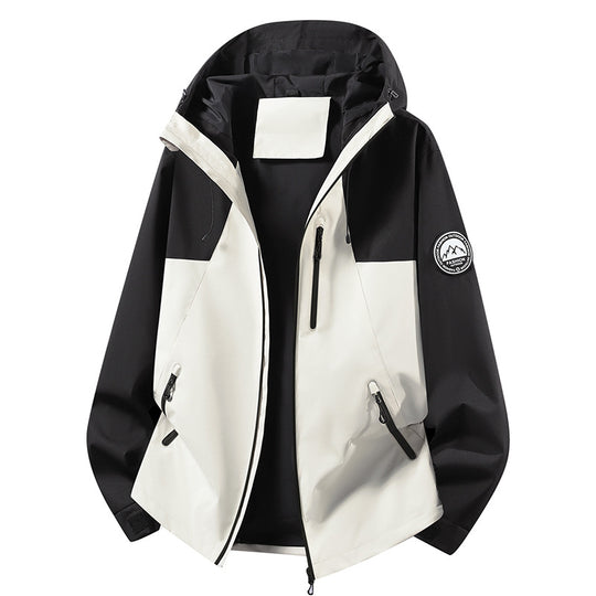 Unisex ultraleichter wasserdichter Kapuzenblouson mit verschweißten Nähten und Brust-Reißverschluss EB