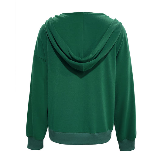Damen Kapuzensweater mit Knopfleiste und tiefem Ausschnitt EB