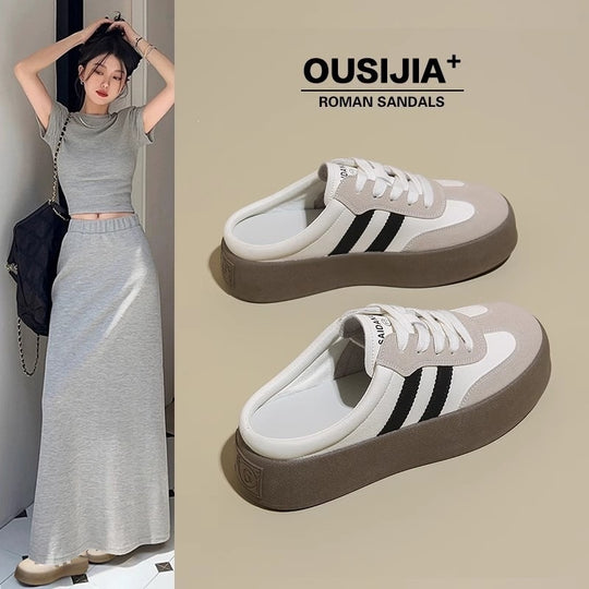 Damen Plateau Slipper mit modischem Design und komfortabler Sohle EB
