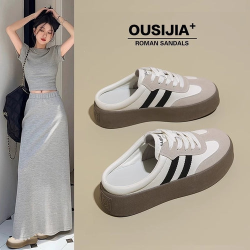Damen Plateau Slipper mit modischem Design und komfortabler Sohle EB