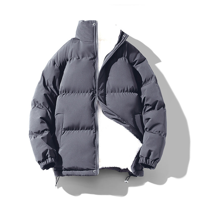 Herren kompakte Thermo-Pufferjacke mit weichem Teddyfutter, hochschließendem Stehkragen und verstellbarem Kordelzug EB