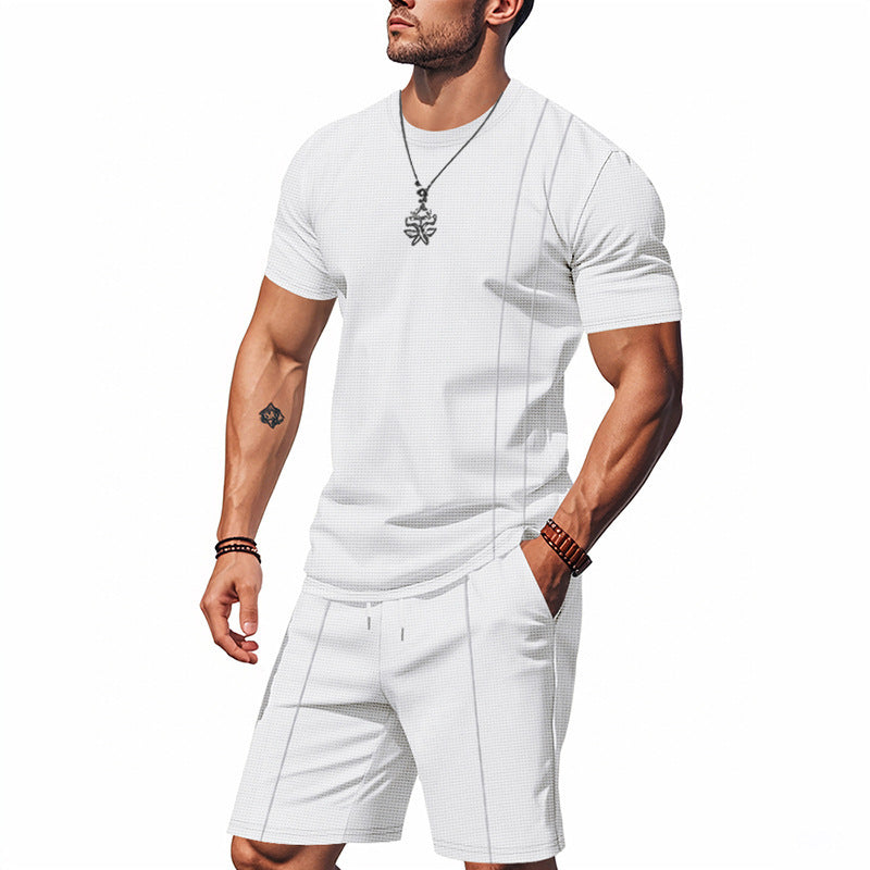 Herren nan atmungsaktives Strukturjersey-Kurzarmshirt mit passender Bundfalten-Shorts EB