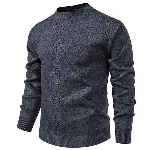 Herren Feiner Strickpullover mit strukturiertem Zopfmuster und Rundhalsausschnitt EB