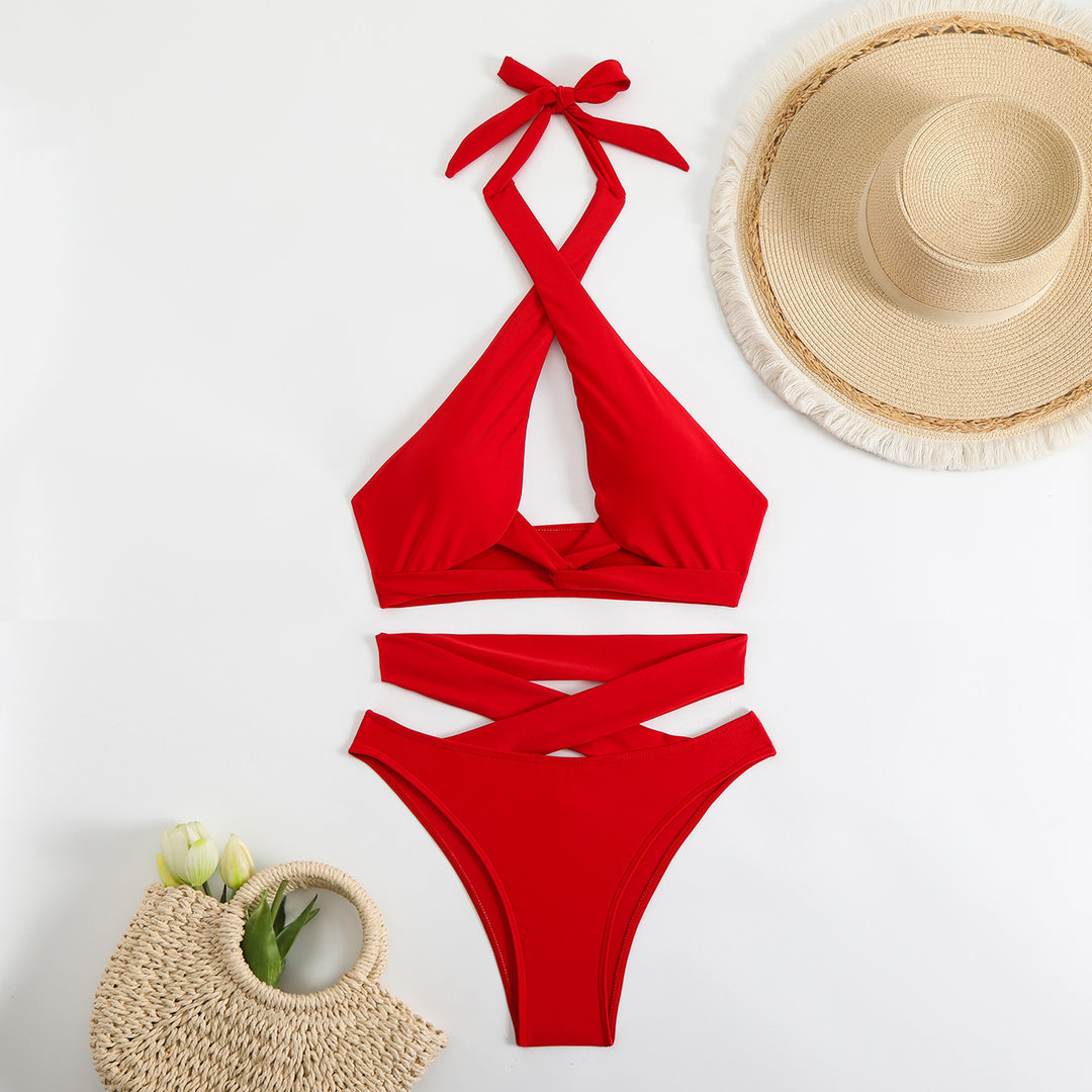 Damen Bikini-Set mit verstellbaren Trägern und elegantem Kreuzdesign EB