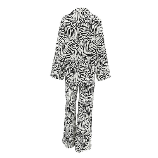 Damen Elegante Zebra-Muster Übergröße Pyjama-Anzug EB