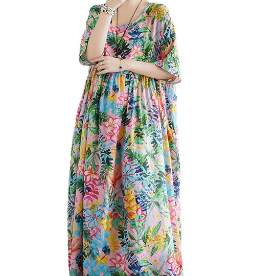 Damen Maxi-Kleid mit floralem Design und lässigem Schnitt EB