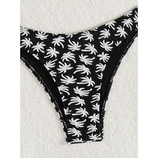 Damen Triangel-Bikini mit kreativem Blattmuster EB