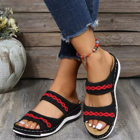 Damen Komfortable Riemensandalen mit modischem Muster EB