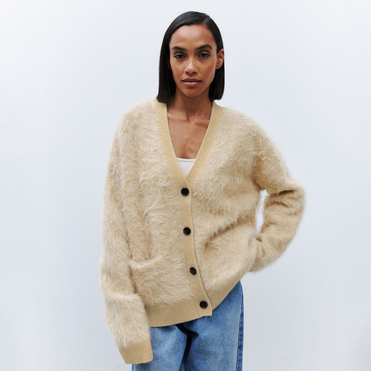 Damen Weicher Cardigan aus Mohair mit Knöpfen EB