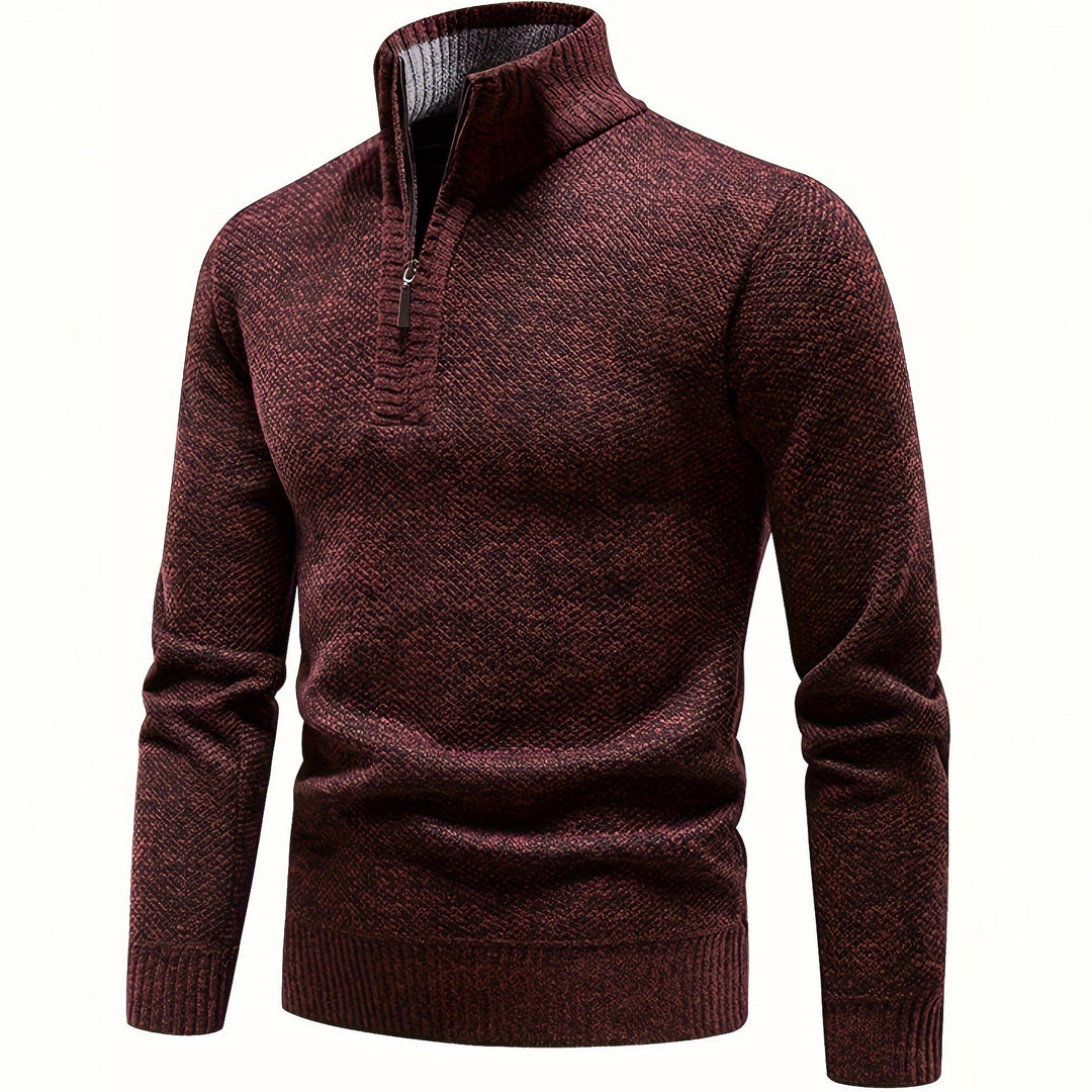Herren Thermo-Strickpullover mit Stehkragen und Halbzip EB
