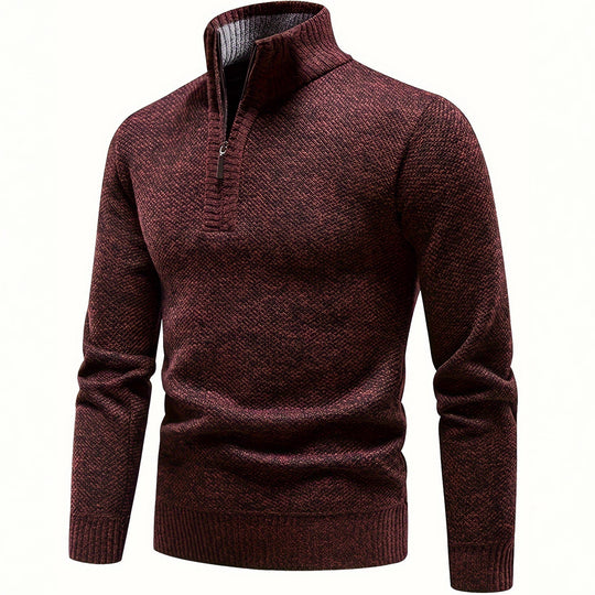 Herren Thermo-Strickpullover mit Stehkragen und Halbzip EB