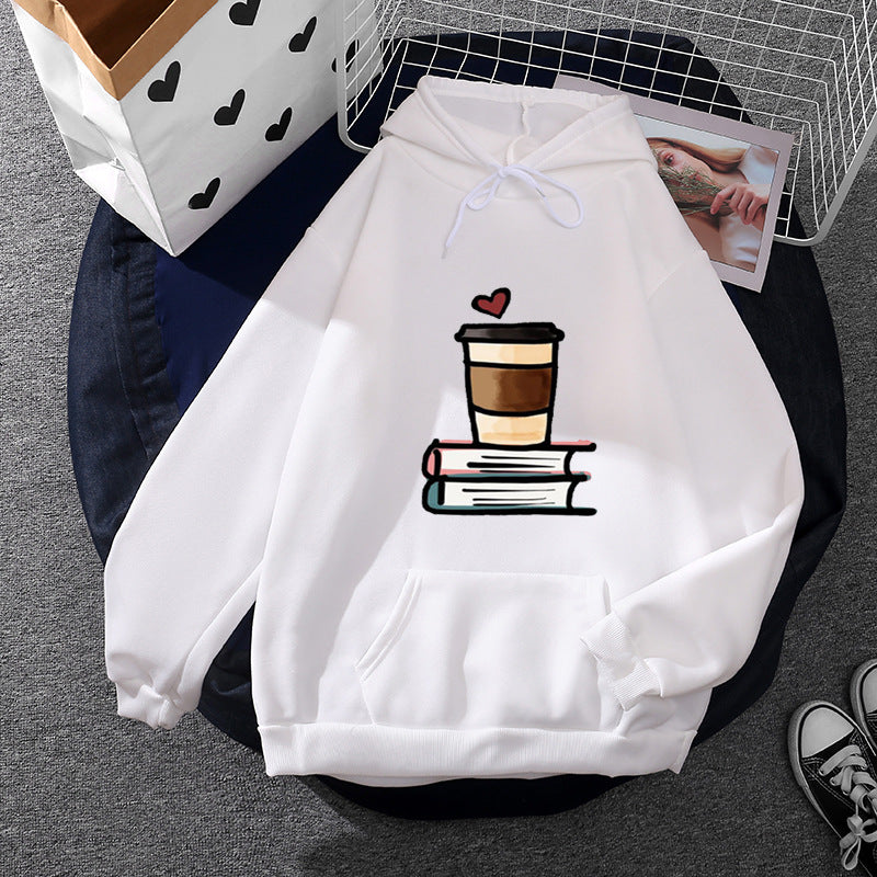 Damen nan lässiger Kapuzenpullover mit künstlerischem Mond‑und‑Pilzmotiv, weichem Fleecefutter und Kängurutasche EB