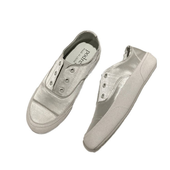 Damen bequeme Slip-On Sneakers mit luxuriösem Satin-Obermaterial EB