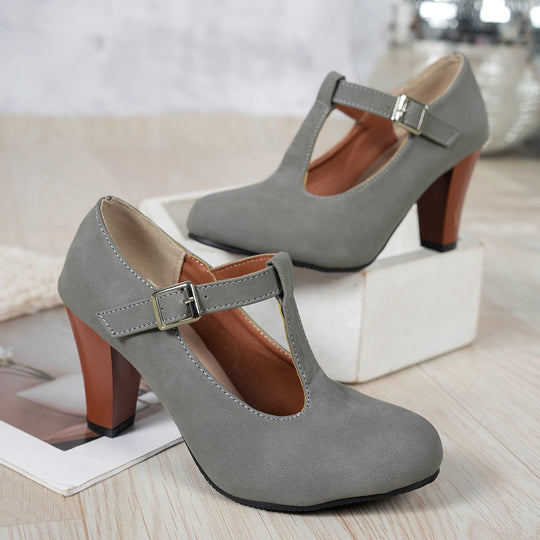 Damen elegante T-Strap Absatzschuhe EB