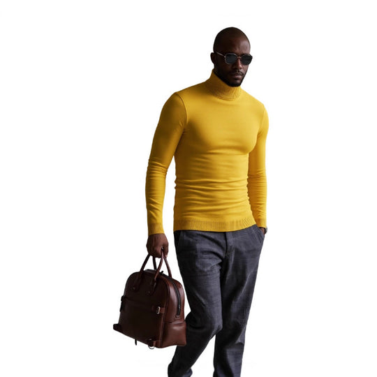 Herren rollkragen pullover mit feiner Struktur EB