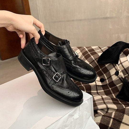 Damen elegante Schnürschuhe mit dekorativen Schnallen EB