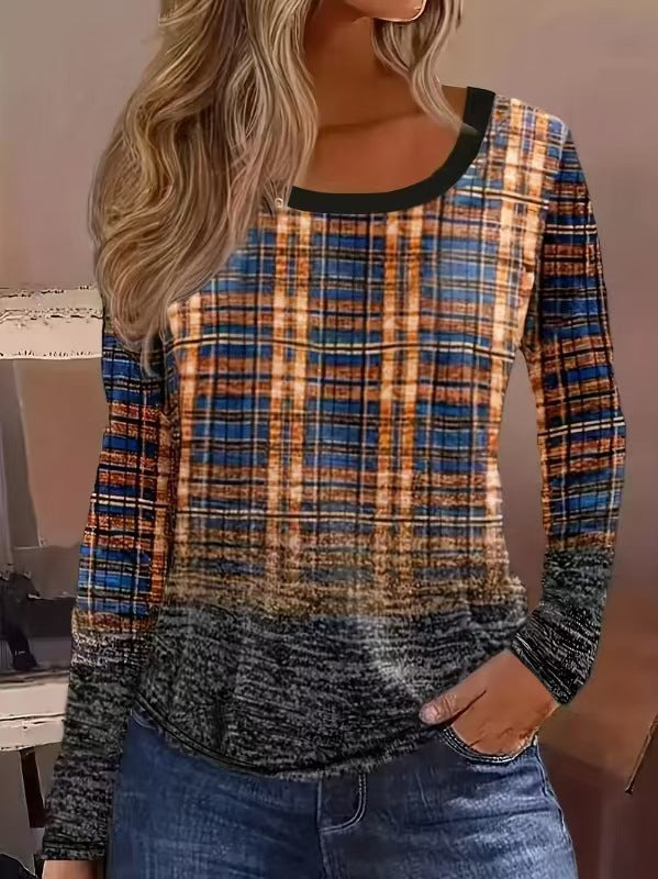 Damen Lässiges Karo Langarmshirt mit modernem Schnitt und praktischen Taschen EB