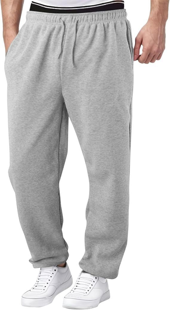Herren nan Relaxed-Fit Sweatpants mit geradem Bein Fleece-Innenfutter und elastischem Kordelbund EB