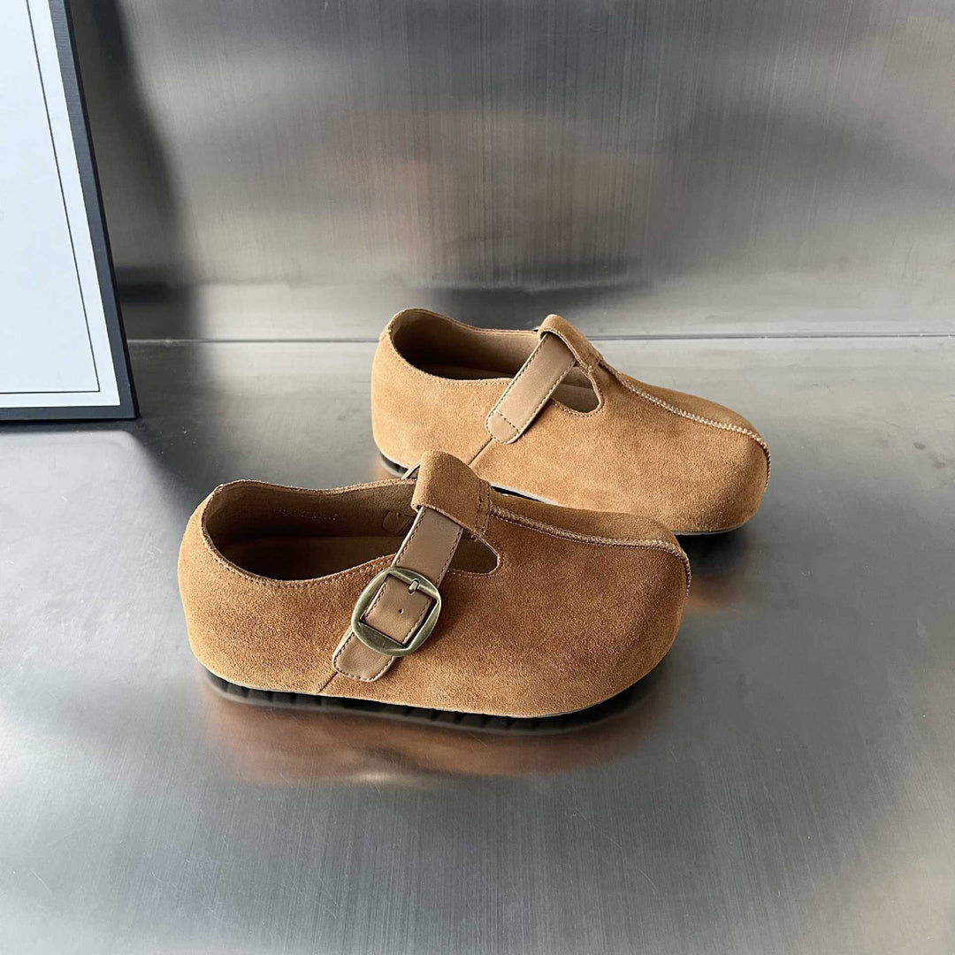 Damen Komfortable Wildleder-Clogs mit verstellbarem Riemen und ergonomischem Fußbett EB