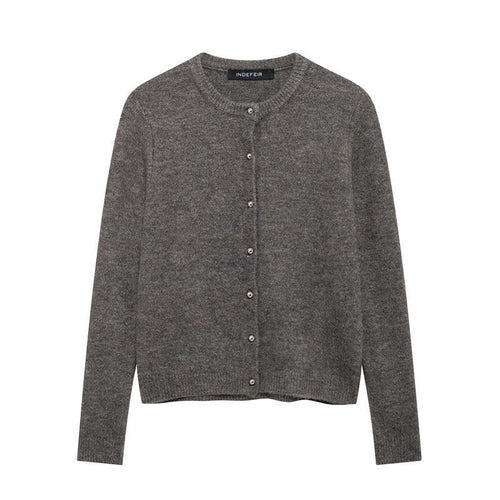 Damen Strickjacke mit feinen Knopfdetails und klassischem Rundhalsausschnitt EB