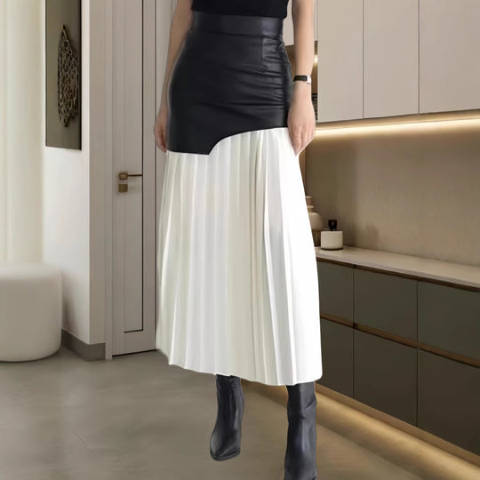 Damen Elegante Kombination aus feinem Strickpullover und schickem rock EB