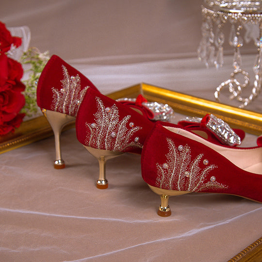 Damen Glamouröse Pumps mit funkelndem Schmuckdetail und eleganter Schleife EB