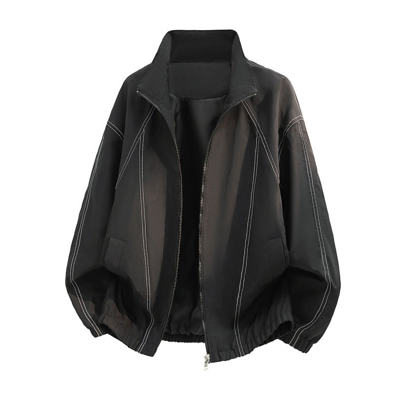 Herren oversized Leichtblouson mit Stehkragen, elastischem Saum und dekorativen Kontrastnähten EB