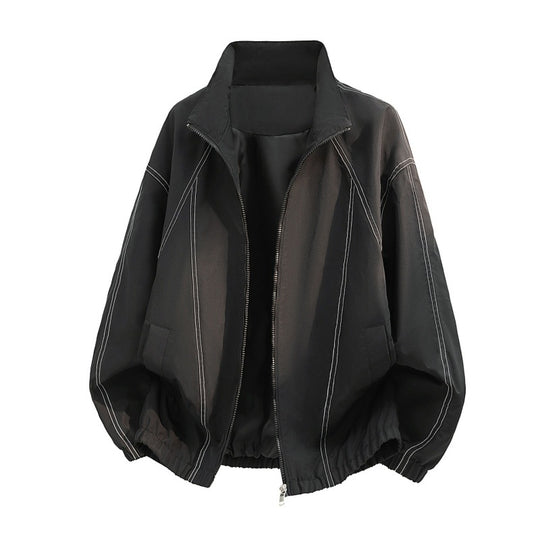 Herren oversized Leichtblouson mit Stehkragen, elastischem Saum und dekorativen Kontrastnähten EB