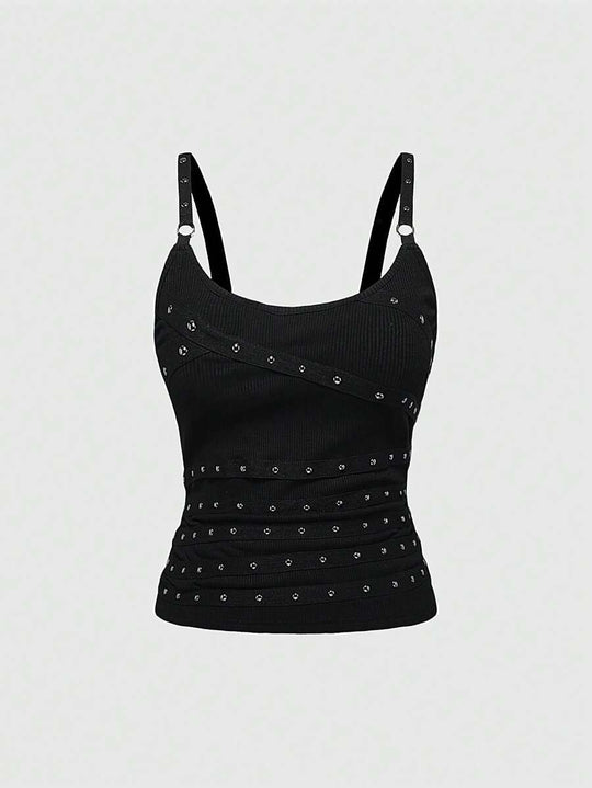 Damen Raffiniertes Top mit Elastananteil und funkelnden Details EB
