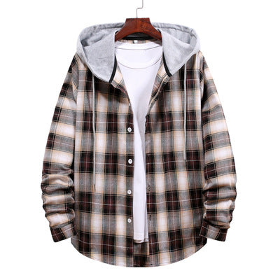 Herren Karohemdjacke mit Kapuze und großzügigen Taschen EB