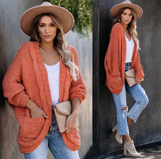 Damen Grobstrickjacke mit lässigem Schnitt und tiefen Taschen EB