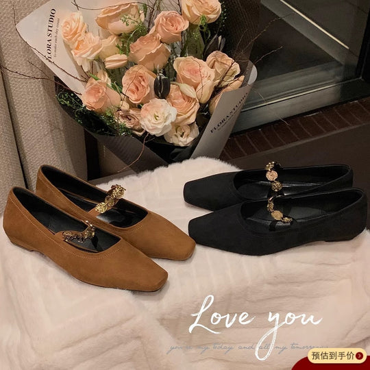 Damen Ballerina mit eleganten Metallic-Applikationen und bequemer Sohle EB