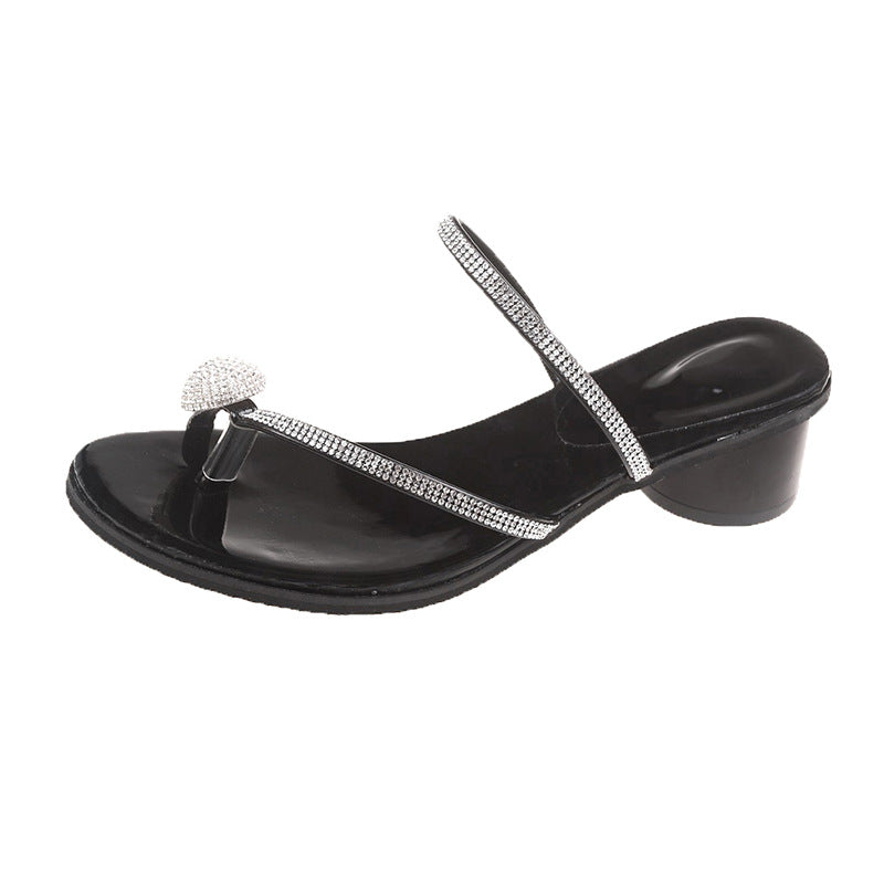 Damen elegante Sandalen mit glitzerndem Kristallakzent EB
