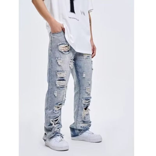 Damen lockere Destroyed Jeans EB