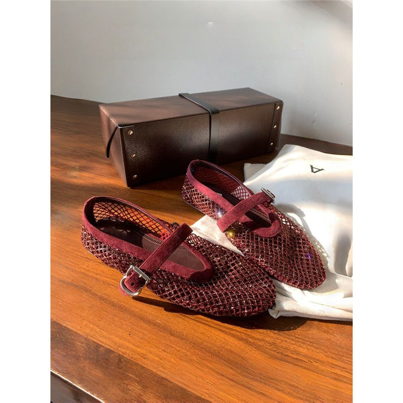 Damen modische Netz-Mary-Jane-Schuhe mit eleganter Schnalle EB
